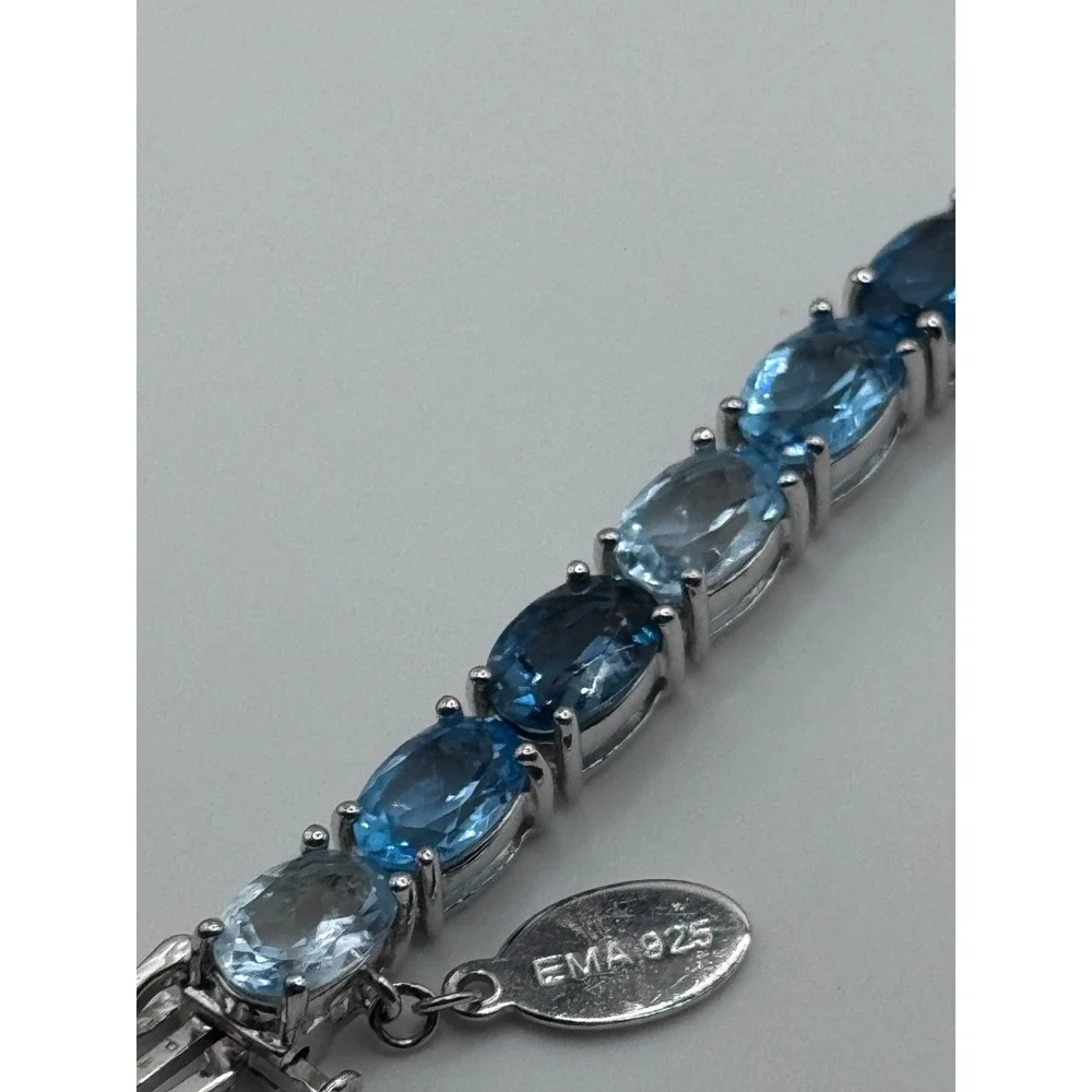 EMA Signed Sterling Silver Shades of Blue Tennis Bracelet